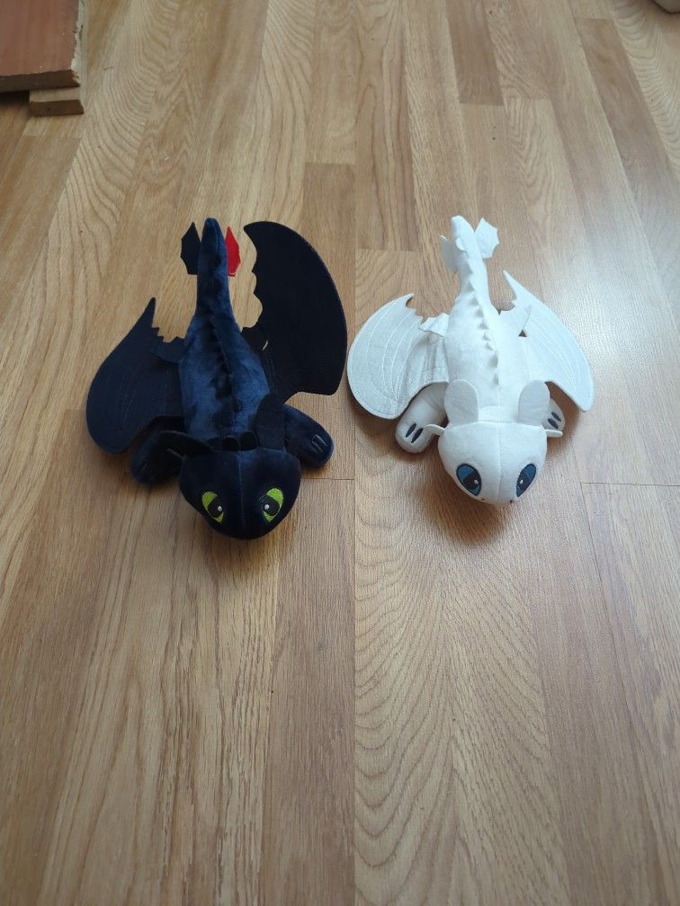 Both White And Black Dragons From How To Train Your Dragon