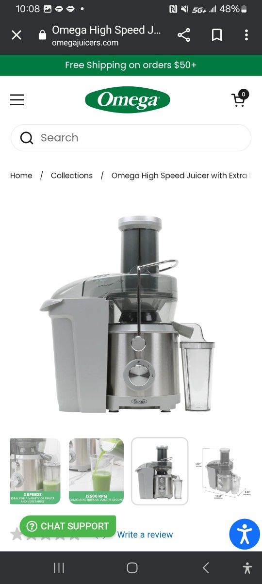 Omega High Speed Juicer with Extra Large Chute