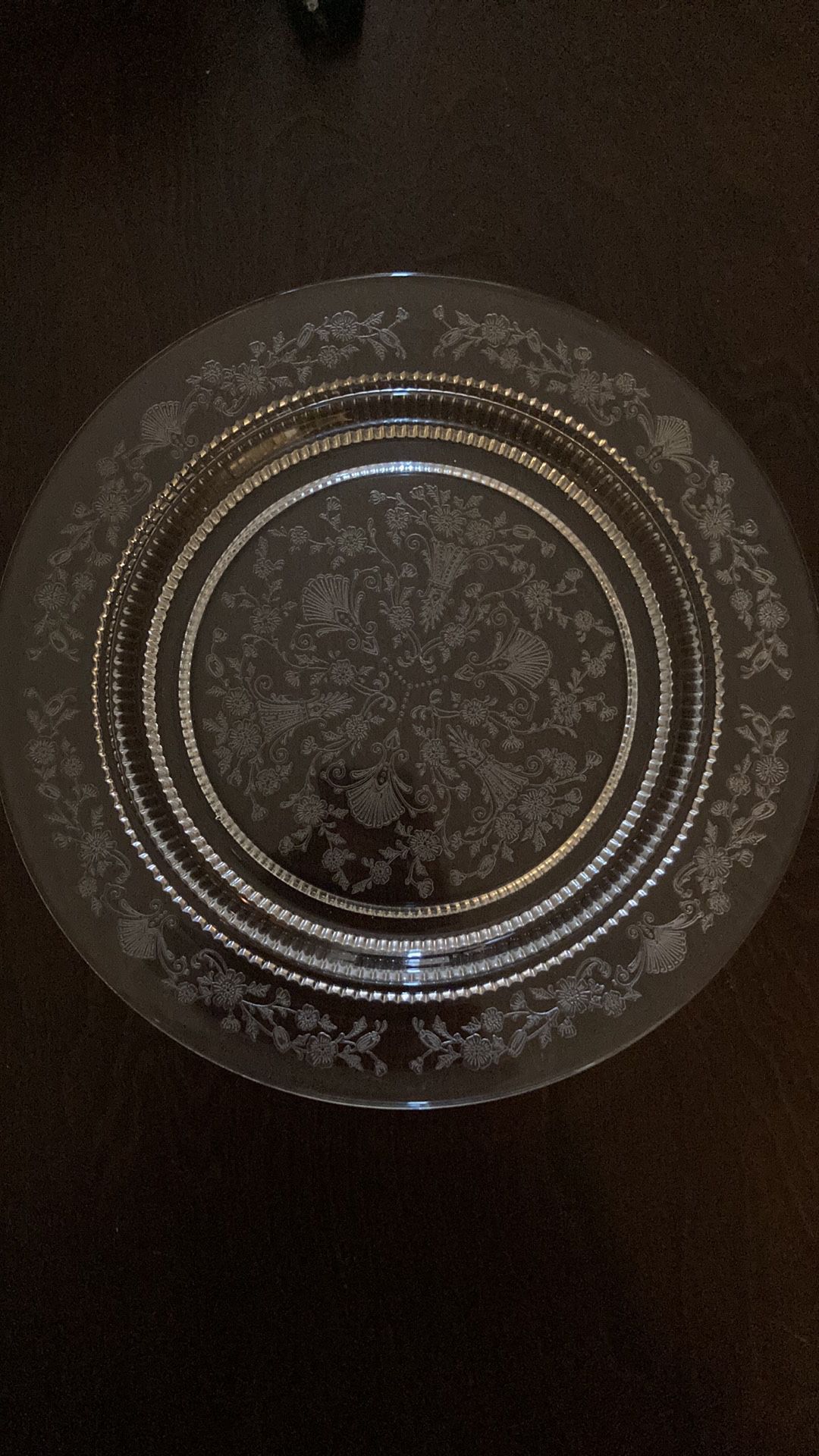 Vintage Etched Glass Plate