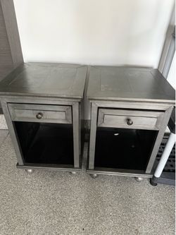 Pair of Rustic Gray Wood Nightstands – Matching