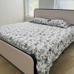 King Bed Frame + King Memory Foam Mattress – Like New