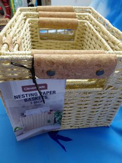 Clevermade Nesting Paper Baskets 3 Pack