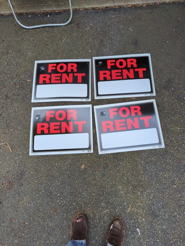 4-  FOR  RENT signage,  15" x 19"