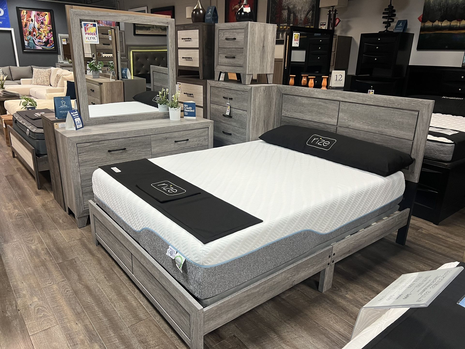 4-piece Queen Platform Set Grey Color 