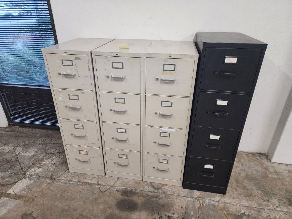 3 Letter Size 4 Drawer File Cabinets