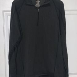 LL Bean Mens Large Regular Quarter Zip Sweater Pullover Black