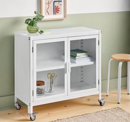 2 Door Metal Rolling Locker Storage Cabinet Chalk White