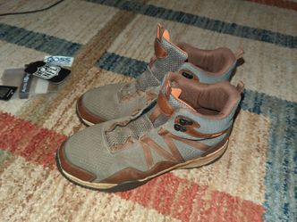 Brown grey orange shoes bottom good