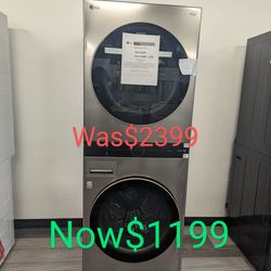 Single Unit Front Load Washer Tower With Center Control Inverter Direct Drive Motor 