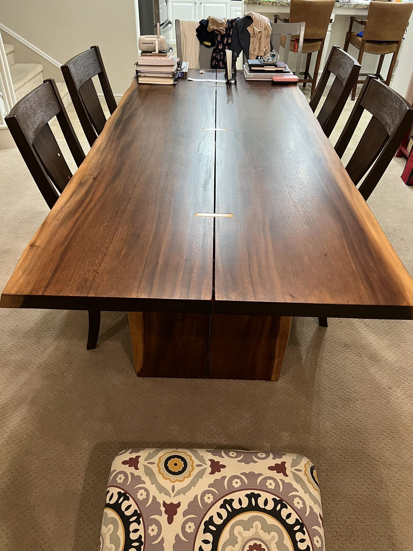 Sansur Rustic Pecan Live Edge Wood Dining Table