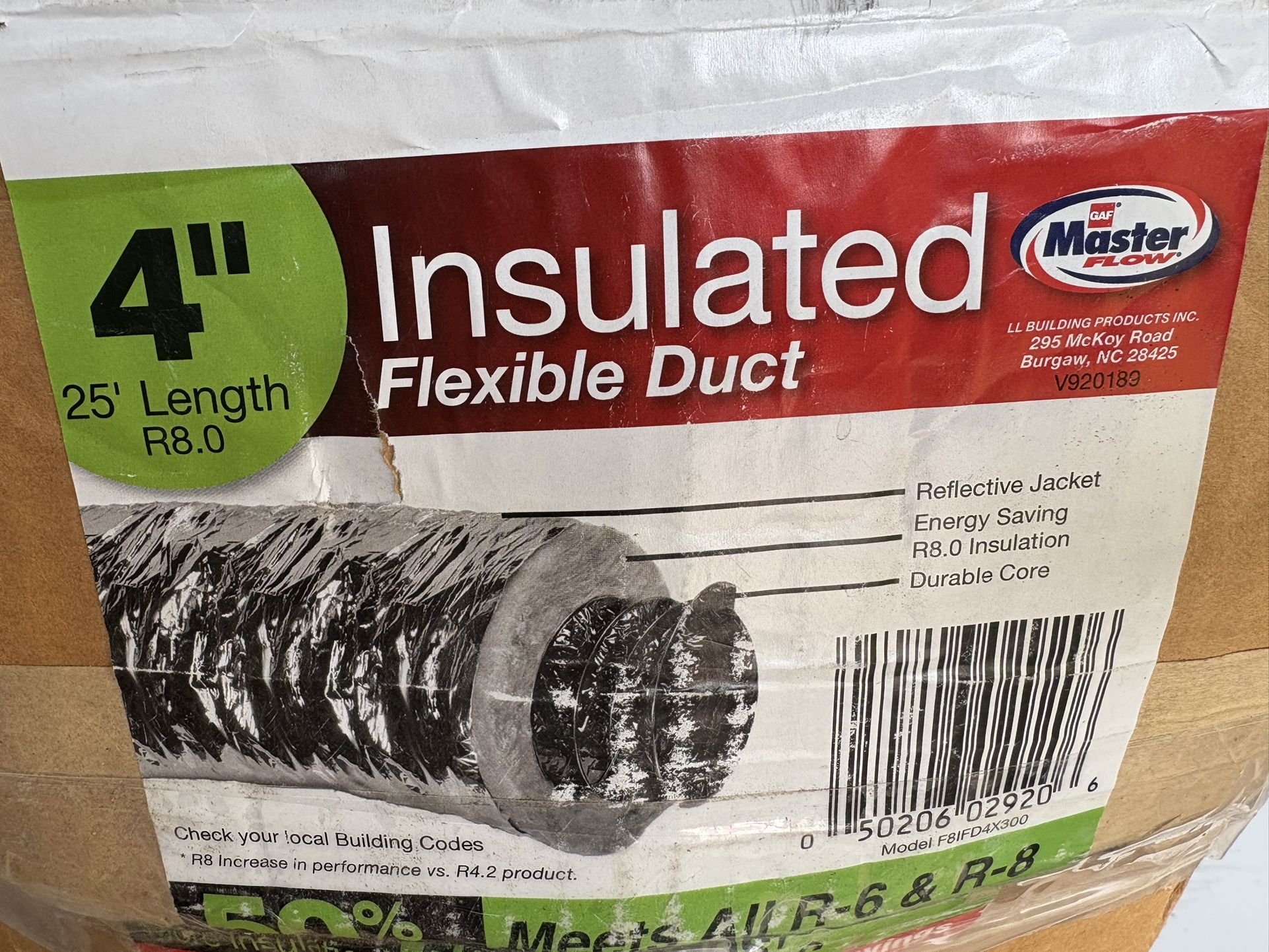 4 Boxes Of 4” Insulated Flexible Duct 25 Feet