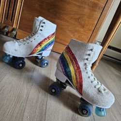 Rainbow Glitter Roller Skates 