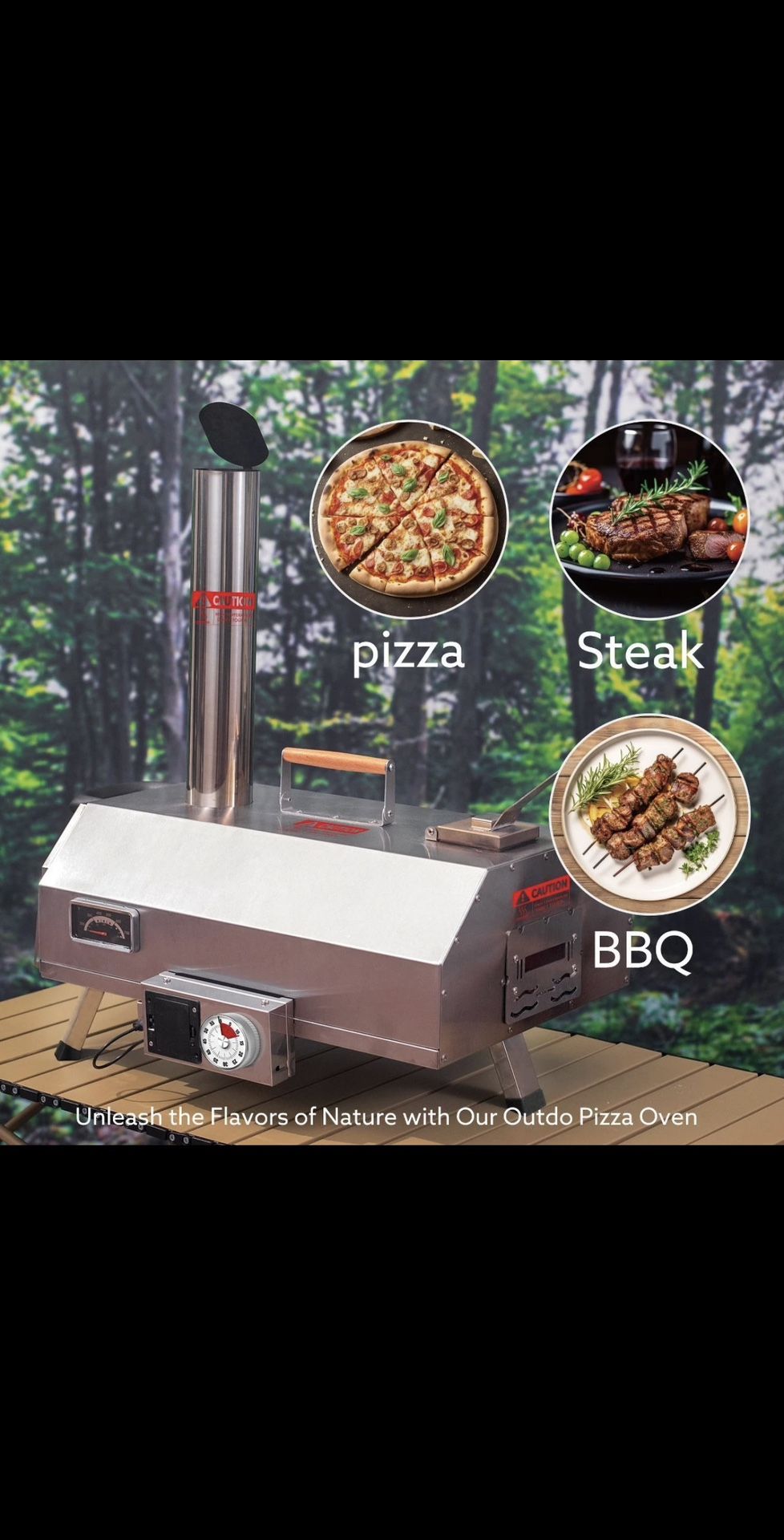 Stainless Steel Pizza Oven Outdoor 12" Automatic Rotatable Pizza Ovens