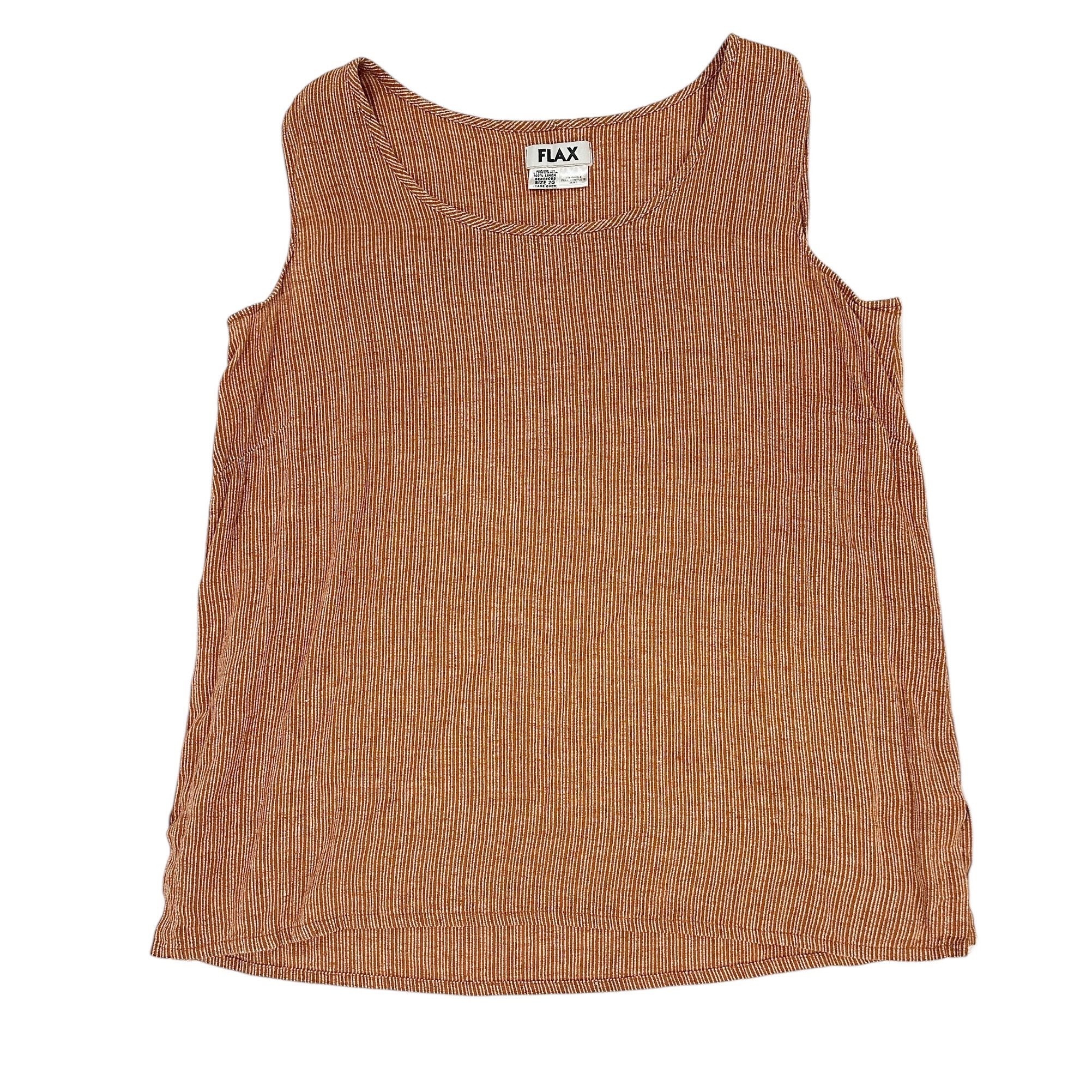 Flax Linen Tunic Tank Size 2G Sleeveless Lagenlook Fine Striped Top Brown Nude   This Flax Linen Tunic Tank is a fine addition to your wardrobe. It fe