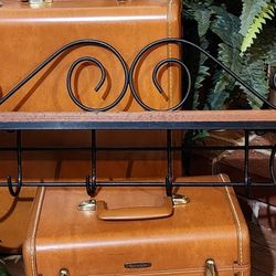 Wood And Black Rod Iron Shelf