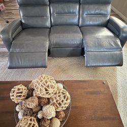 Leather Power Reclining Sofa and Loveseat Set