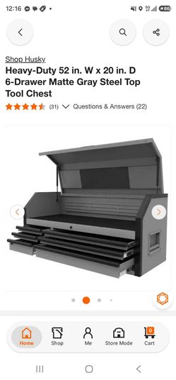Husky. Heavy-Duty 52 in. W x 20 in. D 6-Drawer Matte Gray Steel Top Tool Chest