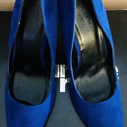 Blue , Faux -Suede Heels, Sz 8