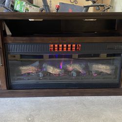 Electric Fireplace TV Console With Shelves