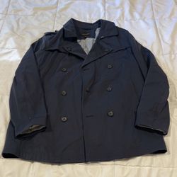 Banana Republic Navy Blue Double Breasted Rain Coat Size Large