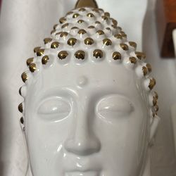 Gold & White Zen Buddha Head Statue $25. Resting Buddha $25. Lamp $200.  Gray & Black Camel $25.  1 Die 6” Square $25. Pair Of Dice $50. 