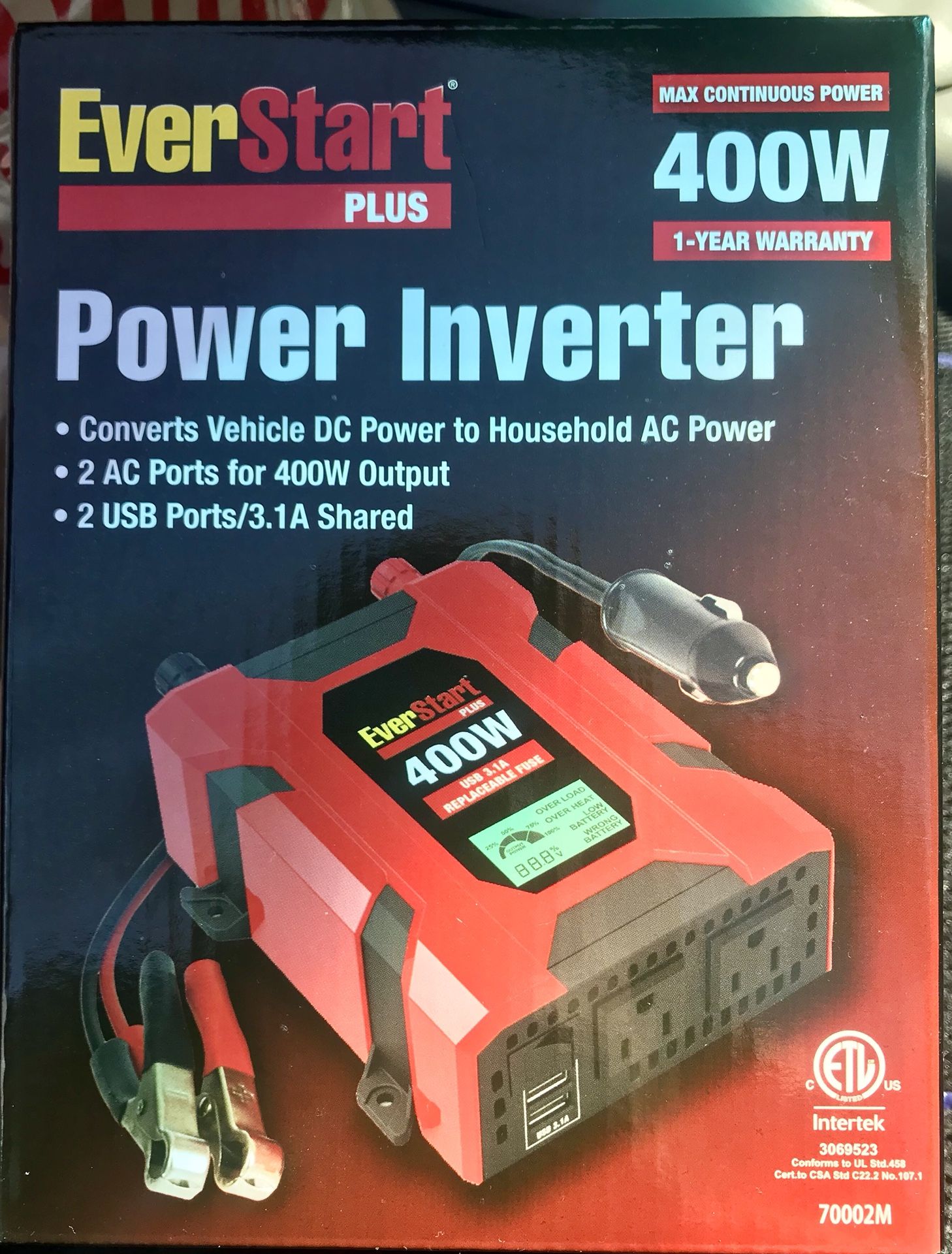 NEW! EVERSTART plus 400W Power Inverter 70002W- Never Opened!