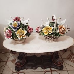 2 Large Capodimonte Italian Porcelain Pieces 