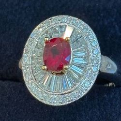 Gorgeous 18kt White Gold Ruby and Diamond Ring