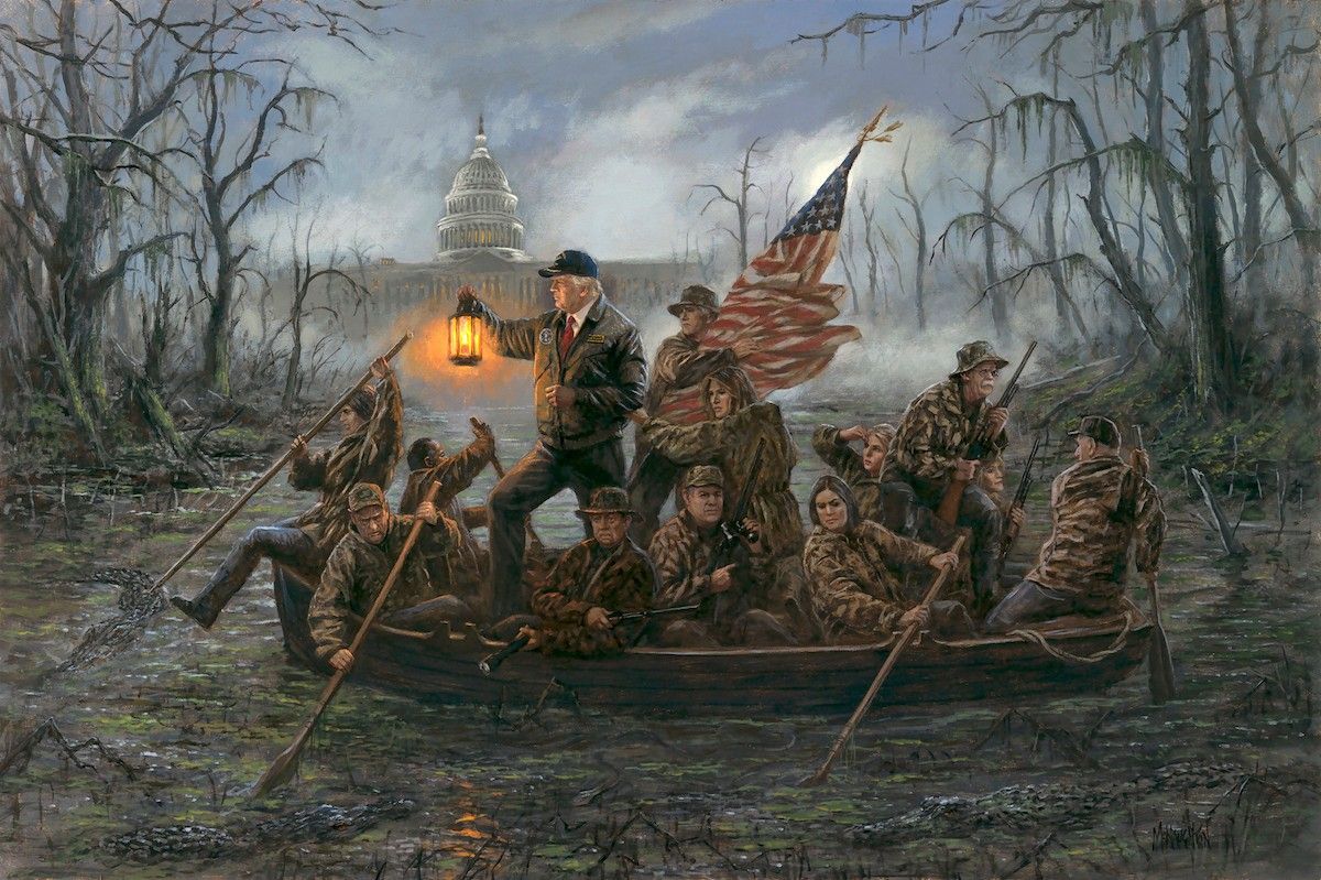 Crossing The Swamp by Jon McNaughton Fine Art Donald Trump's First Term Americana Painting Print
