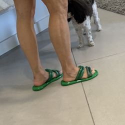 Melissa Women’s Air Bubble Green Slide Sandal Size 5