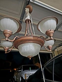 Bronze Chandelier with Frosted Glass Shades