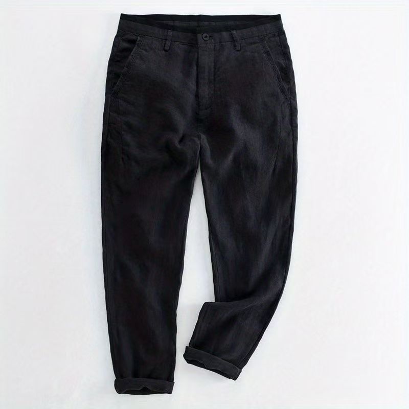 Black men's casual cropped trousers, size L