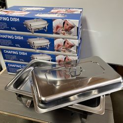 Set Of 4 10 Quart Stainless Steel Chafing Dish Food Warmer Chafer Buffet Tray