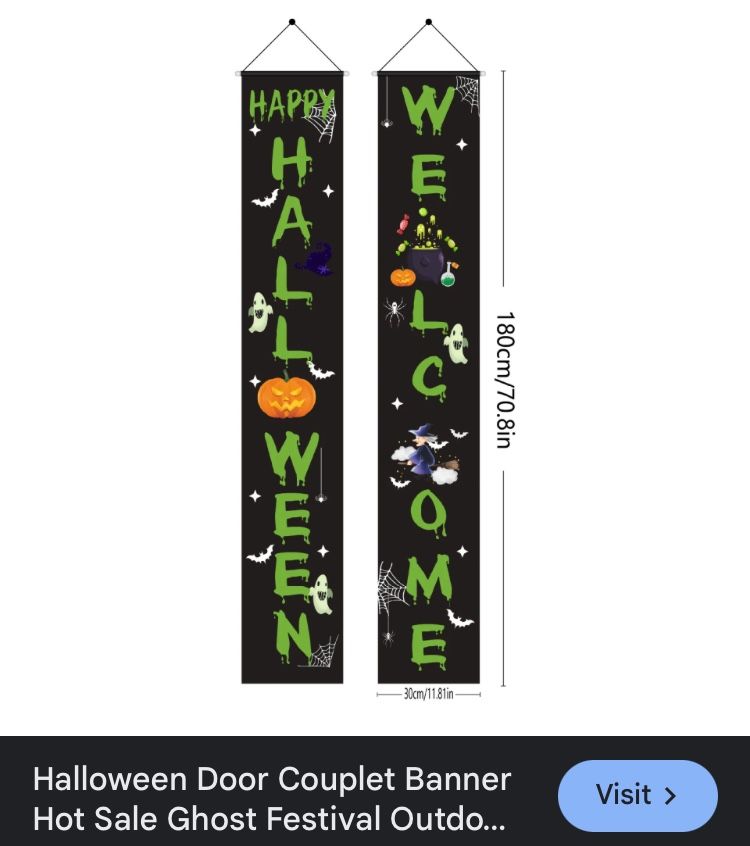 Spooky Ghost 70” Halloween Indoor/Outdoor Hanging Banners Decor-New 