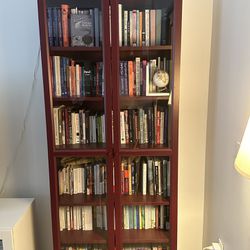 IKEA Bookcase with glass doors, red