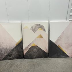 Pink , Black And Gold Wall Art 