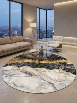 Home Design Area Rugs - 6.5ft Round- Multi - Non-Shedding, Abstract Rugs