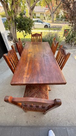 HD Buttercup Solid Indian Rosewood Dining Set, 72” Table + 6 Chairs