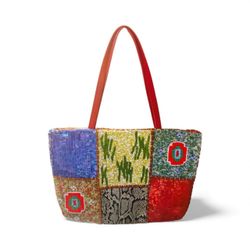 CHRISTIANA 90’s Vintage Patchwork Aztec Full Sequins & Beads Shoulder Bag NEW