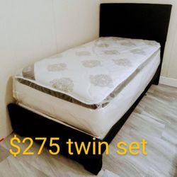 $275 Twin Bed Frame With Mattress And Boxspring Brand New Free Delivery 