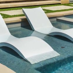 2 White Ledge Lounger Chaises