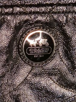 XL 19x12x8 Vintage COACH Oversized Patent Leather Bag Black Silver Chains RARE FIND