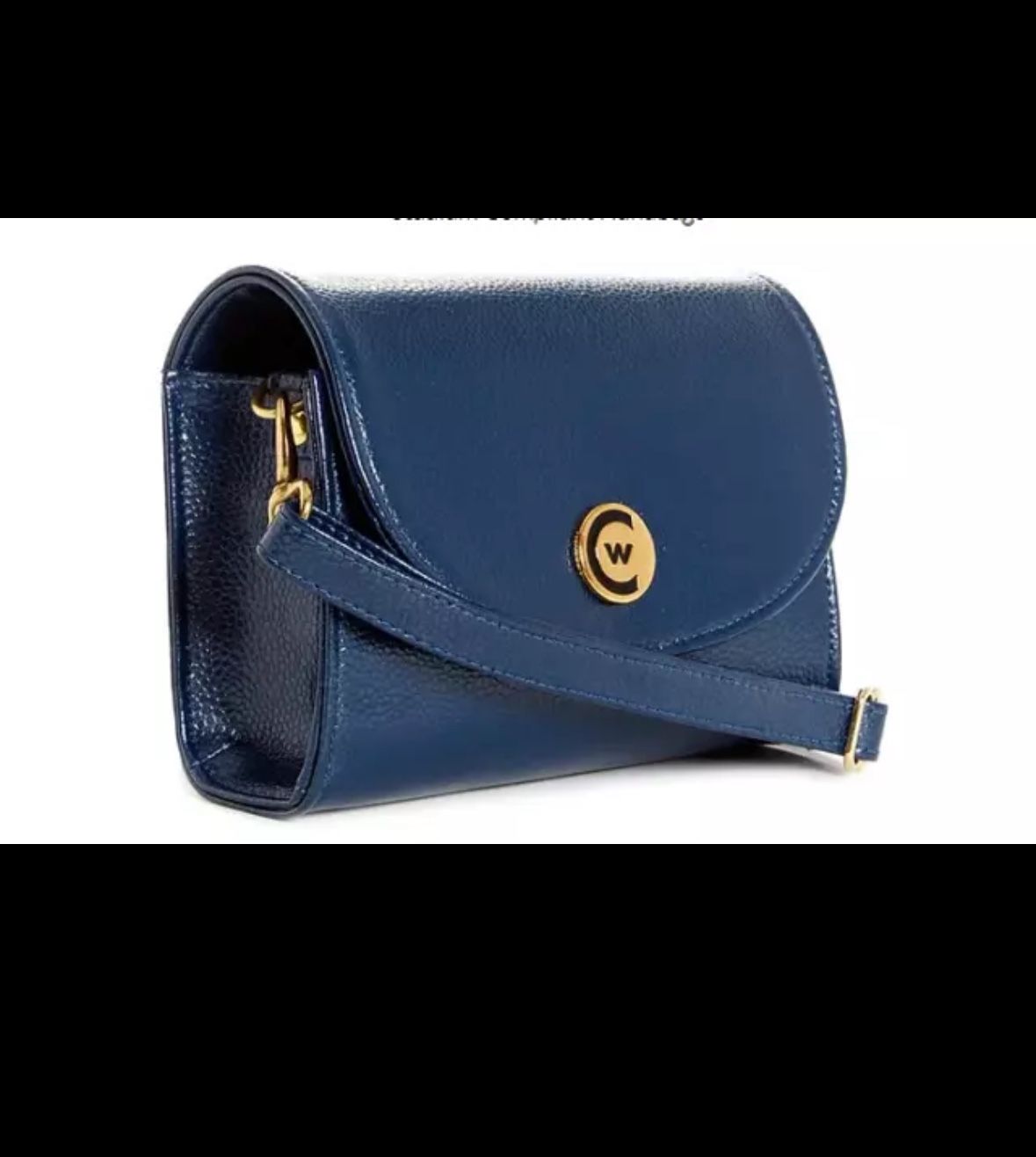 Clutch Women Stadium Compliant Handbags Solid Signature Navy w/ Gold Accents