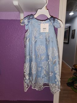 Janie And Jack Special Edition Juno Valentine BLUE Embroidery Lace Ribbon Dress New W Tags