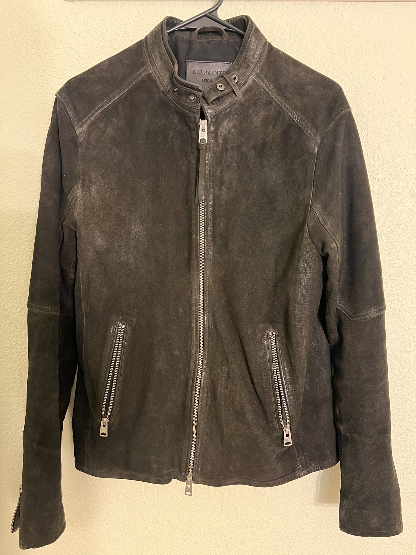 Allsaints Cora Black Suede Leather Jacket