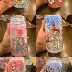 Hand Made SNOW GLOBES CUPS AND BOTTLES 