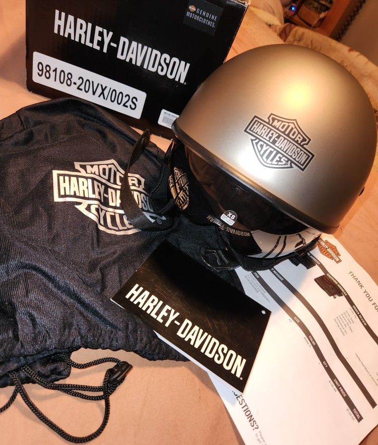 H-D, Harley Davidson Helmet, XS, Retractable Faceshield, Gold/Bronze Color