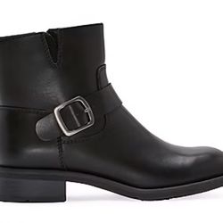 Frye and Co. Womens Cormac Tawney Black Moto Stacked Heel Cushioned Buckle Combat Boots 
Size 9M