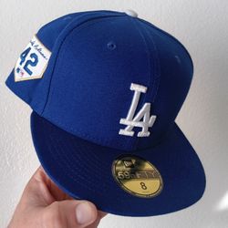 Size 8 Los Angeles Dodgers New Era 59Fifty Jackie Robinson 42 Side Patch Fitted Hat