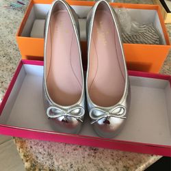 Kate Spade Silver Ballet Flats Size 5.5M